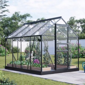 Växthus 5m² - Härdat glas - Svart - Kanalplast, Svart - Fristående växthus, Växthus
