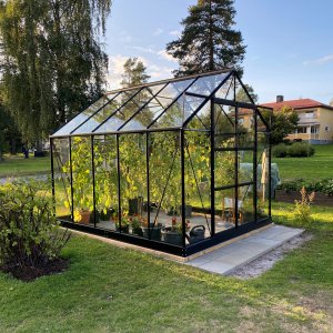 Växthus 8m² - Härdat glas - Svart - Kanalplast, Svart - Fristående växthus, Växthus